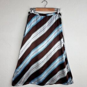 Frenzii Los Angeles Vintage Y2k Retro Satin Striped Midi Skirt